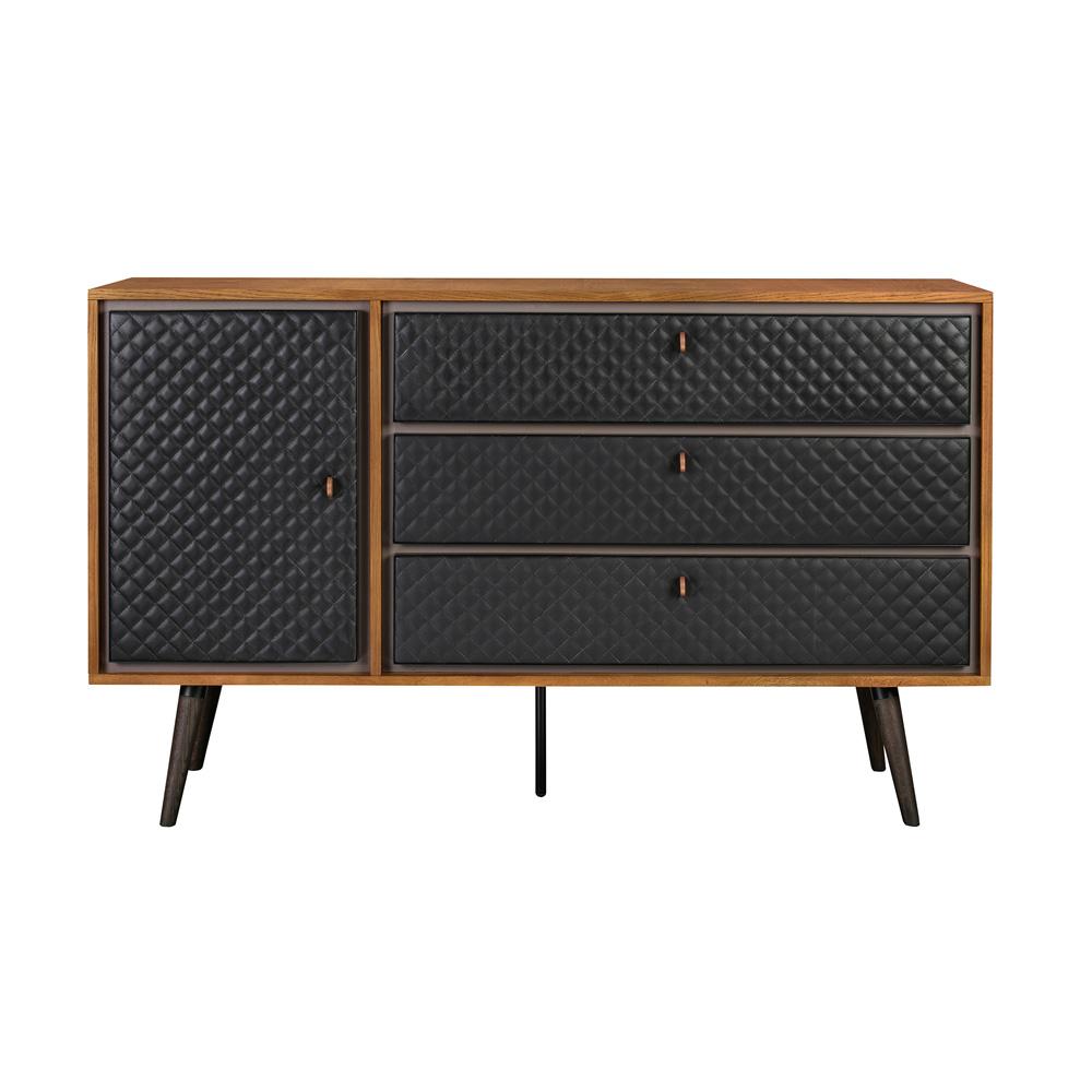 Armen Living - Coco Rustic Oak Wood and Faux Leather Dresser - LCCODRBAL veiw 1