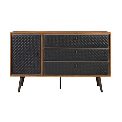Armen Living - Coco Rustic Oak Wood and Faux Leather Dresser - LCCODRBAL veiw 1