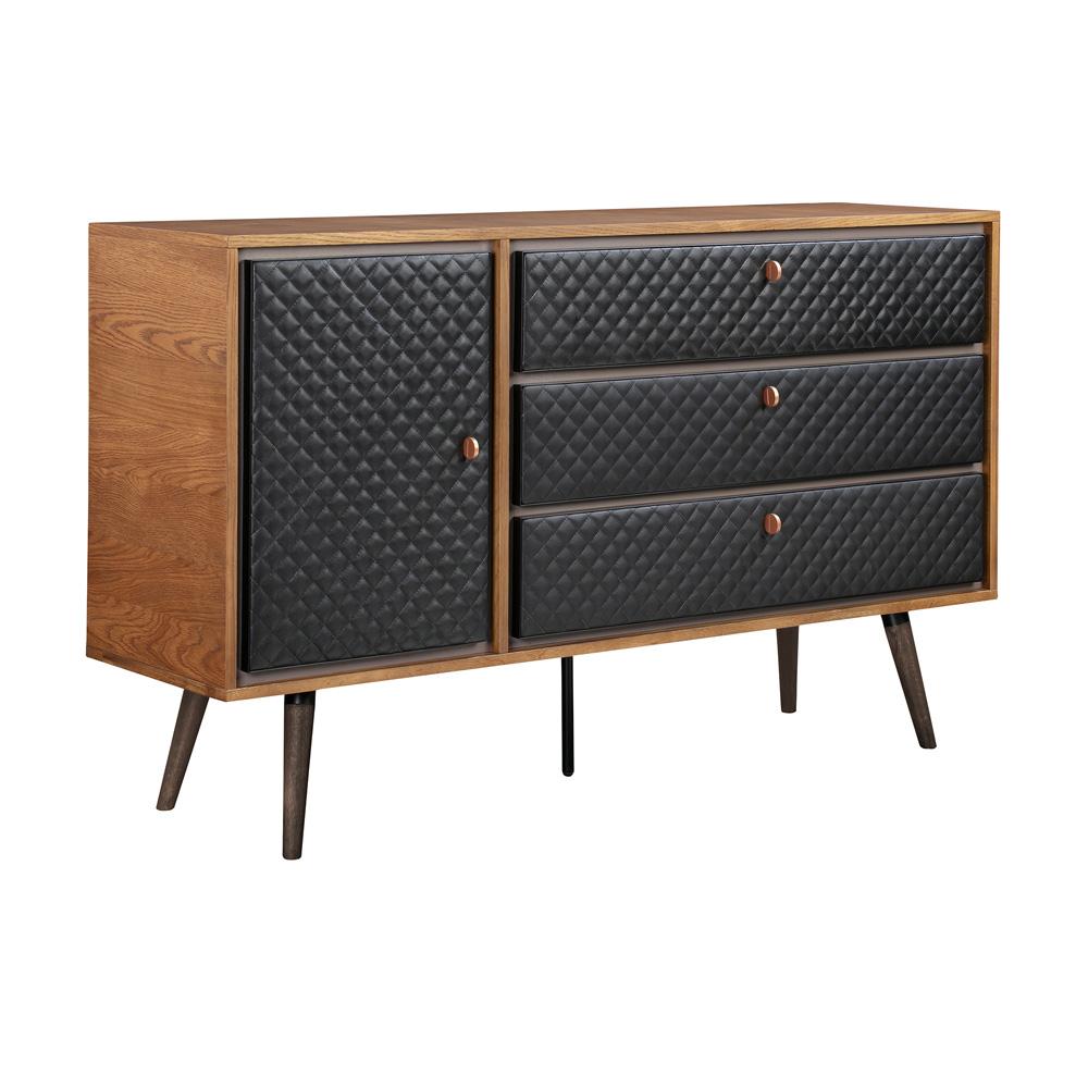 Armen Living - Coco Rustic Oak Wood and Faux Leather Dresser - LCCODRBAL veiw 2