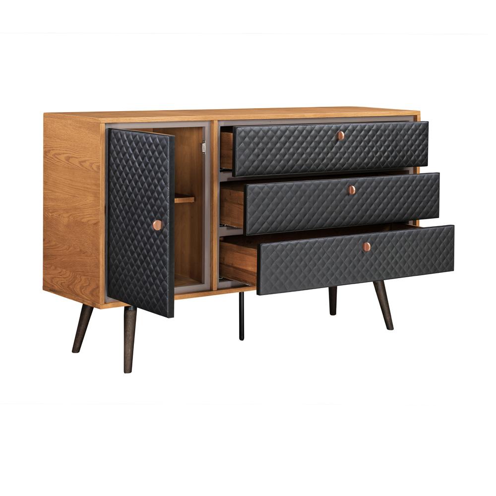 Armen Living - Coco Rustic Oak Wood and Faux Leather Dresser - LCCODRBAL veiw 3