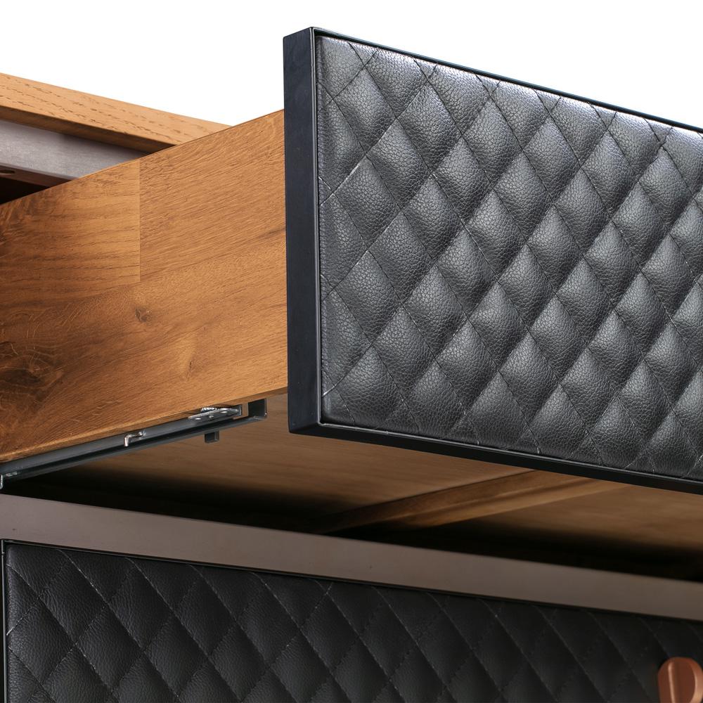 Armen Living - Coco Rustic Oak Wood and Faux Leather Dresser - LCCODRBAL veiw 6
