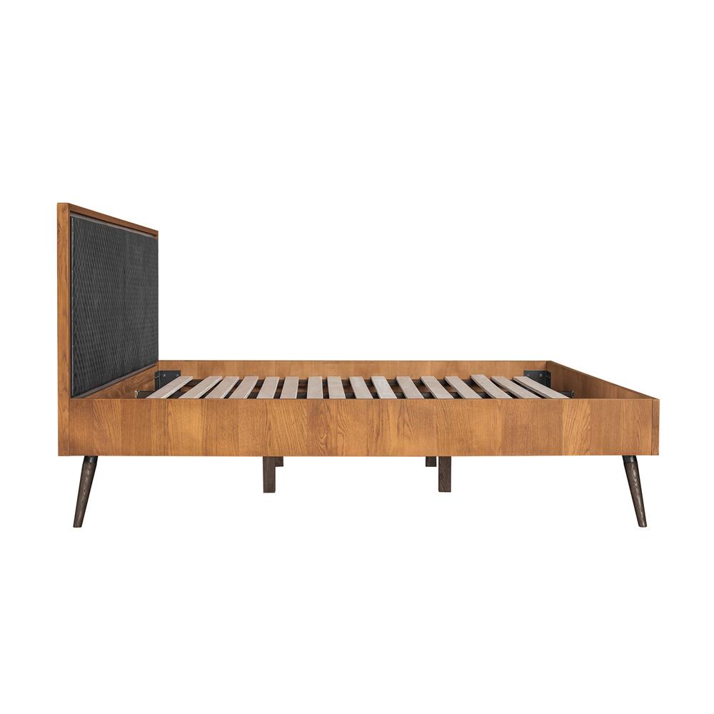 Armen Living - Coco Rustic Oak Wood Upholstered Faux Leather King Platform Bed - LCCOBDBALKG veiw 3