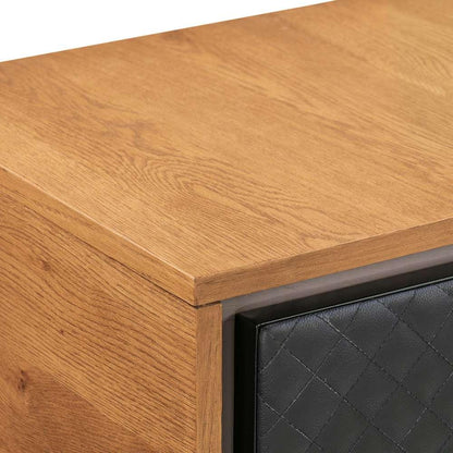 Armen Living - Coco Rustic Single Drawer Oak Wood and Faux Leather Nightstand - LCCOLABAL veiw 6