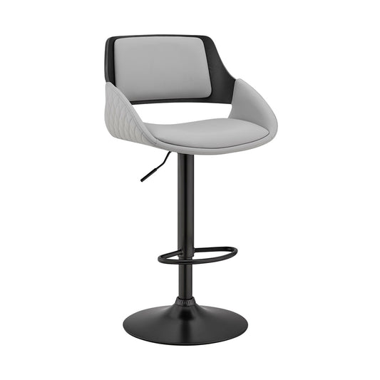 Armen Living  - Colby Adjustable Gray Faux Leather and Black Finish Bar Stool - LCCYBABLGR veiw 1