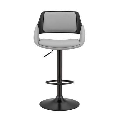 Armen Living  - Colby Adjustable Gray Faux Leather and Black Finish Bar Stool - LCCYBABLGR veiw 2
