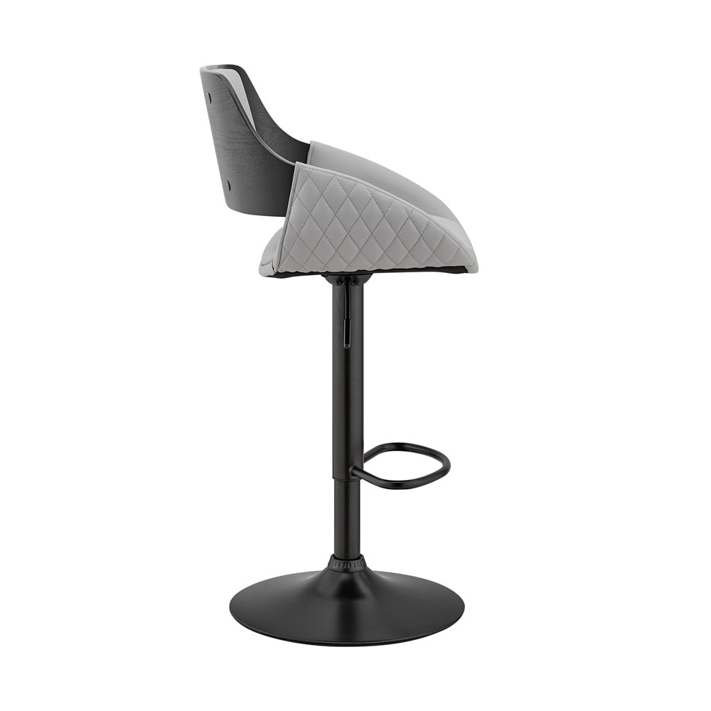 Armen Living  - Colby Adjustable Gray Faux Leather and Black Finish Bar Stool - LCCYBABLGR veiw 3
