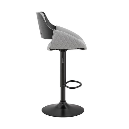 Armen Living  - Colby Adjustable Gray Faux Leather and Black Finish Bar Stool - LCCYBABLGR veiw 3