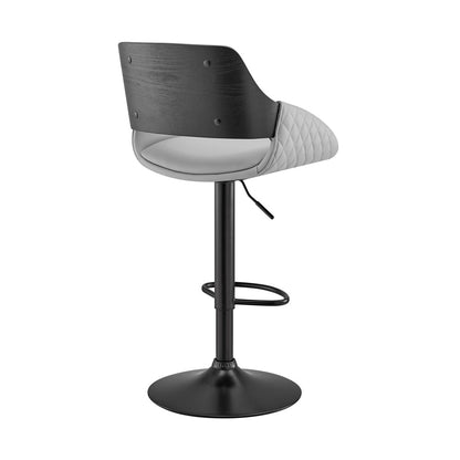 Armen Living  - Colby Adjustable Gray Faux Leather and Black Finish Bar Stool - LCCYBABLGR veiw 4