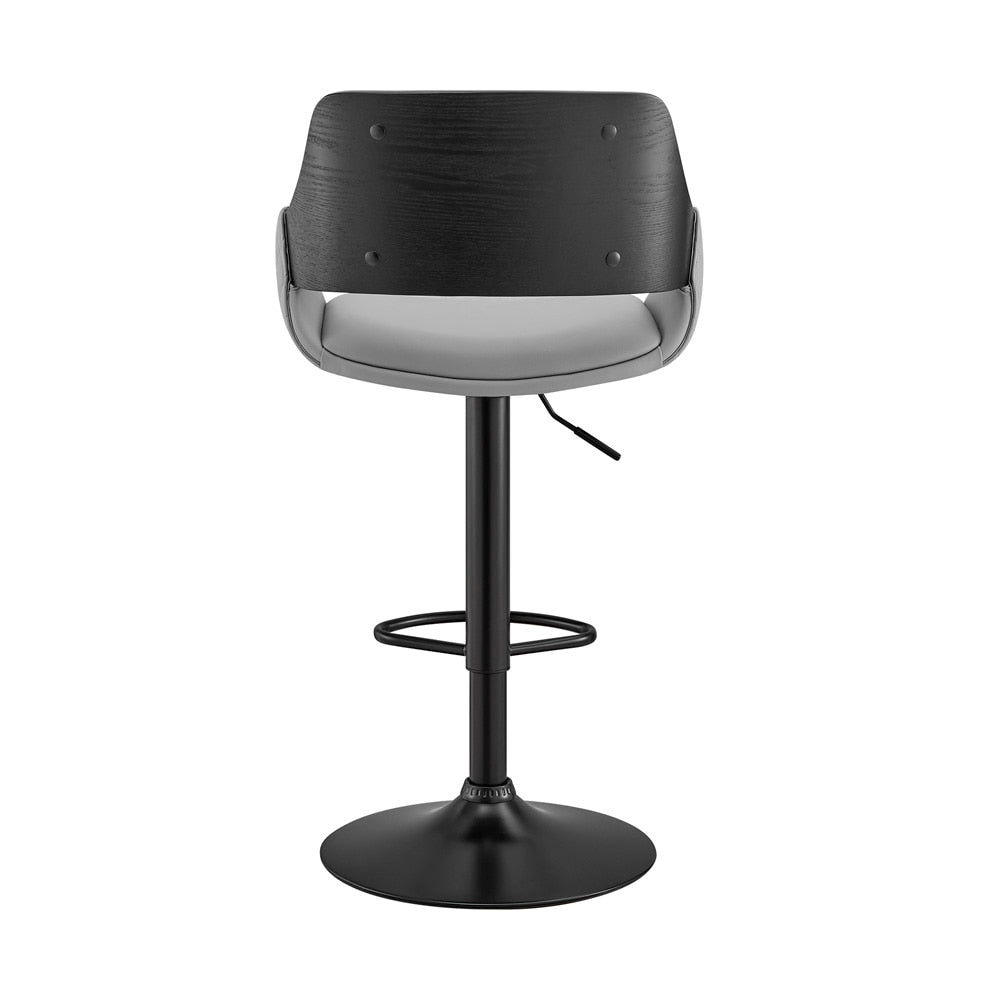Armen Living  - Colby Adjustable Gray Faux Leather and Black Finish Bar Stool - LCCYBABLGR veiw 5