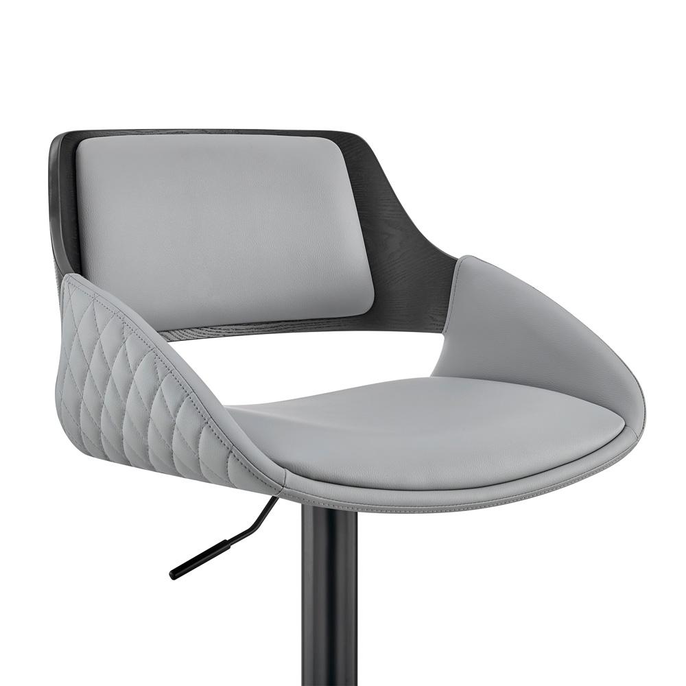 Armen Living  - Colby Adjustable Gray Faux Leather and Black Finish Bar Stool - LCCYBABLGR veiw 6