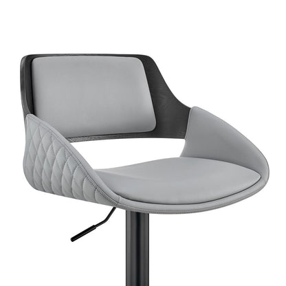 Armen Living  - Colby Adjustable Gray Faux Leather and Black Finish Bar Stool - LCCYBABLGR veiw 6