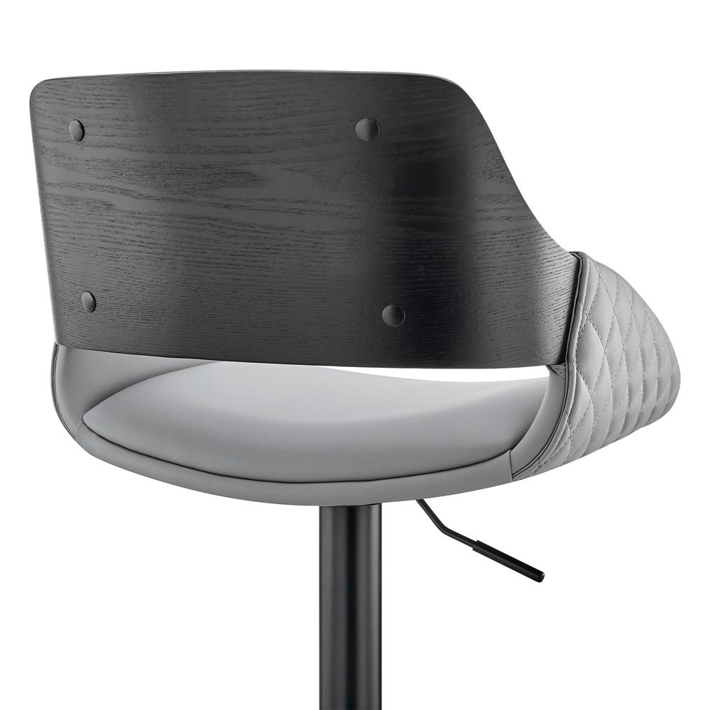 Armen Living  - Colby Adjustable Gray Faux Leather and Black Finish Bar Stool - LCCYBABLGR veiw 7