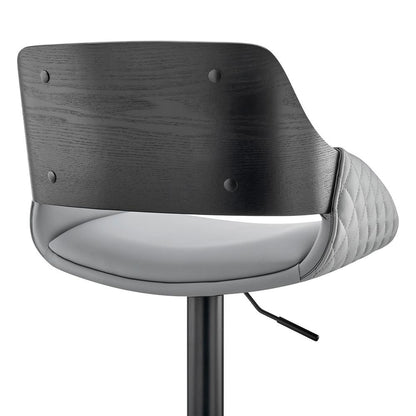 Armen Living  - Colby Adjustable Gray Faux Leather and Black Finish Bar Stool - LCCYBABLGR veiw 7