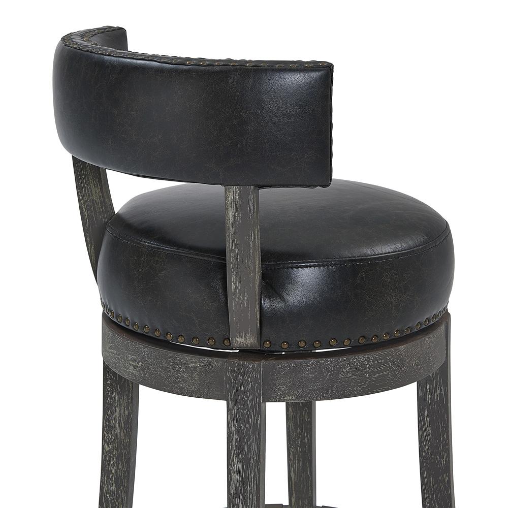 Armen Living - Corbin 26in Counter Height Swivel Onyx Faux Leather and American Grey Wood Bar Stool - LCCBBAGRON26 veiw 5