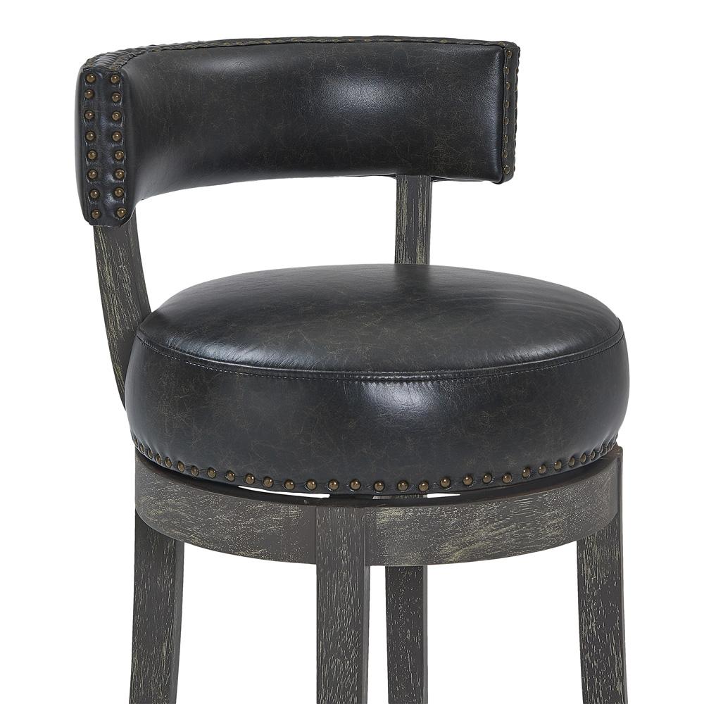 Armen Living - Corbin 30in Bar Height Swivel Onyx Faux Leather and American Grey Wood Bar Stool - LCCBBAGRON30 veiw 4