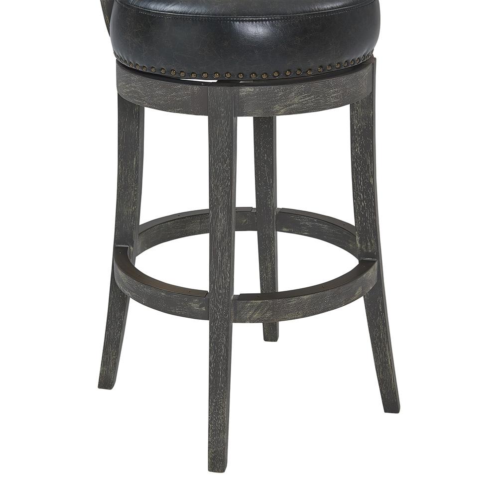 Armen Living - Corbin 30in Bar Height Swivel Onyx Faux Leather and American Grey Wood Bar Stool - LCCBBAGRON30 veiw 6