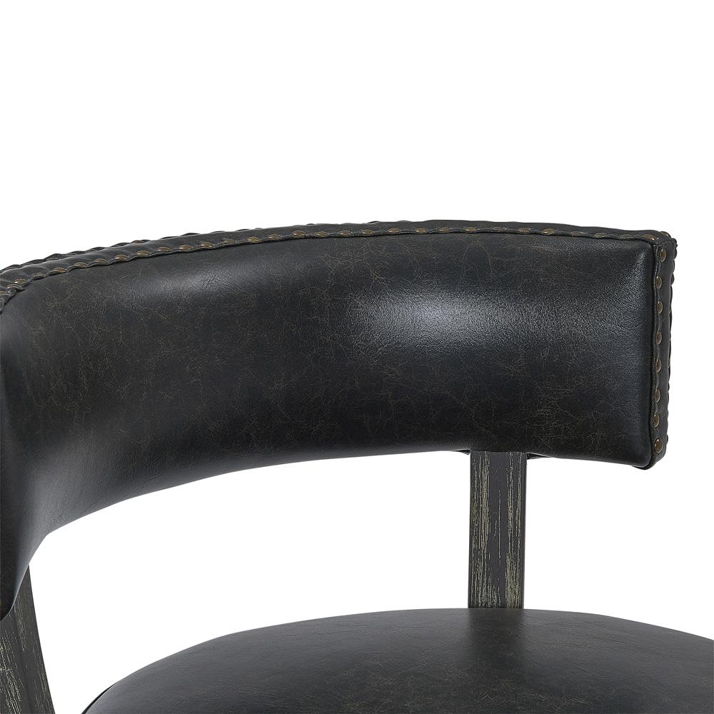 Armen Living - Corbin 30in Bar Height Swivel Onyx Faux Leather and American Grey Wood Bar Stool - LCCBBAGRON30 veiw 7
