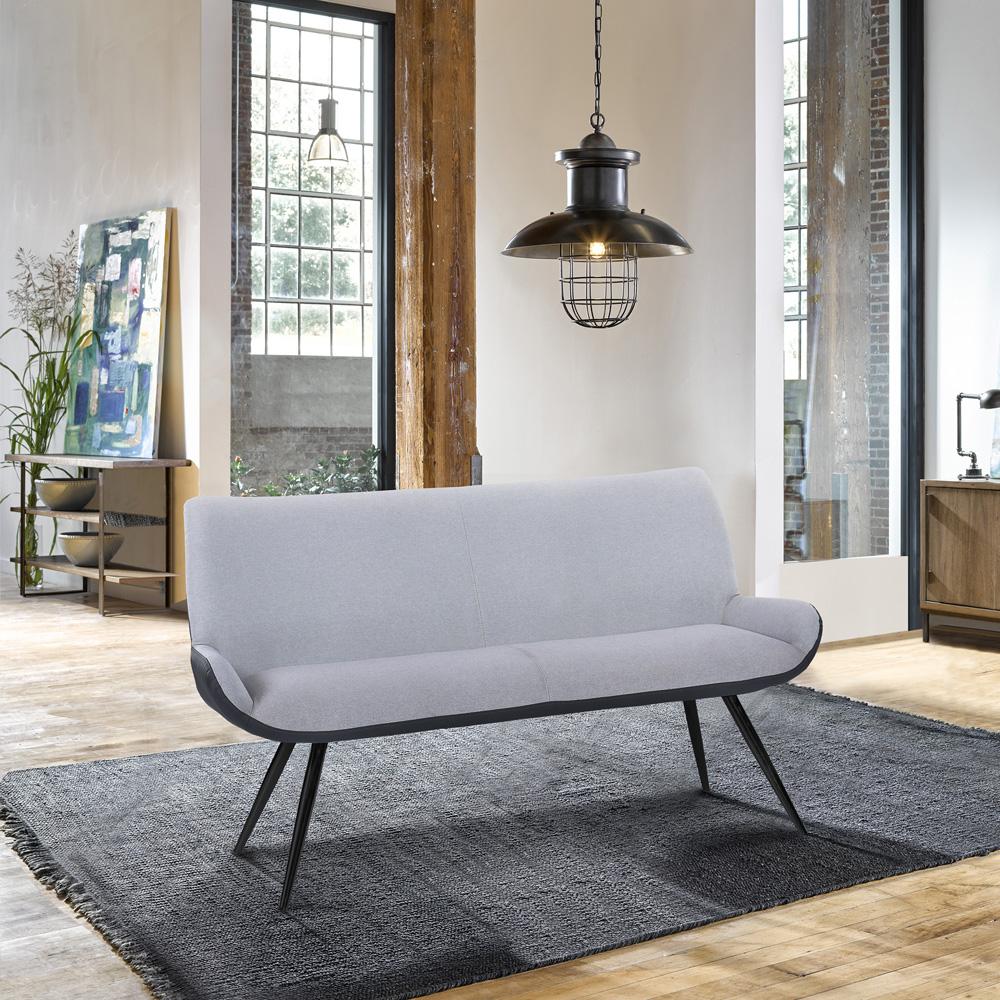 Armen Living - Coronado Contemporary Bench in Brushed Gray Powder Coated Finish and Gray Fabric - LCCDBEBG_CLOSEOUT veiw 5