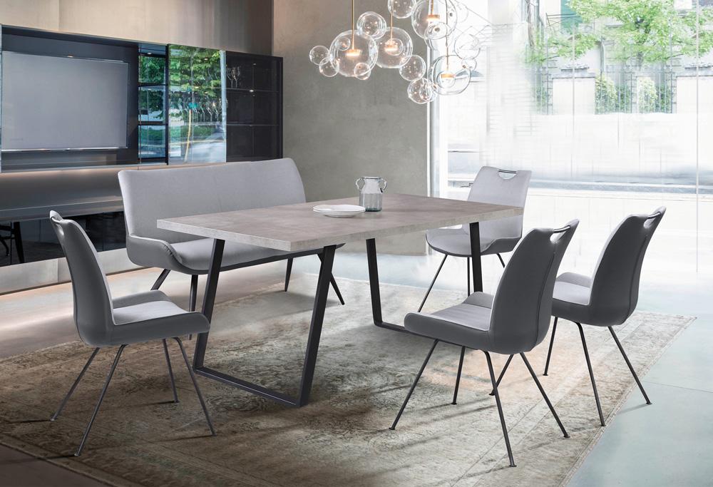 Armen Living - Coronado Contemporary Bench in Brushed Gray Powder Coated Finish and Gray Fabric - LCCDBEBG_CLOSEOUT veiw 7