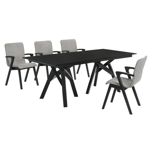 Armen Living - Cortina and Varde 5 Piece Black Rectangular Dining Set - SETCODIBLK5A veiw 1