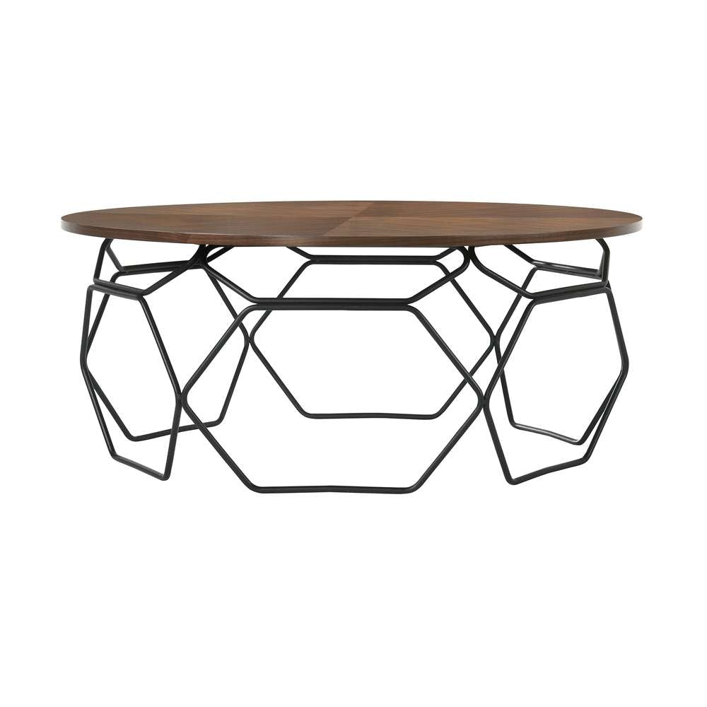 Armen Living - Cosmo Walnut Veneer Coffee Table with Black Metal Base - LCCOCOWA veiw 1