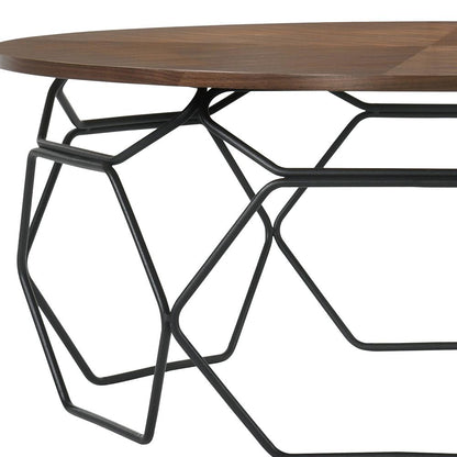 Armen Living - Cosmo Walnut Veneer Coffee Table with Black Metal Base - LCCOCOWA veiw 2