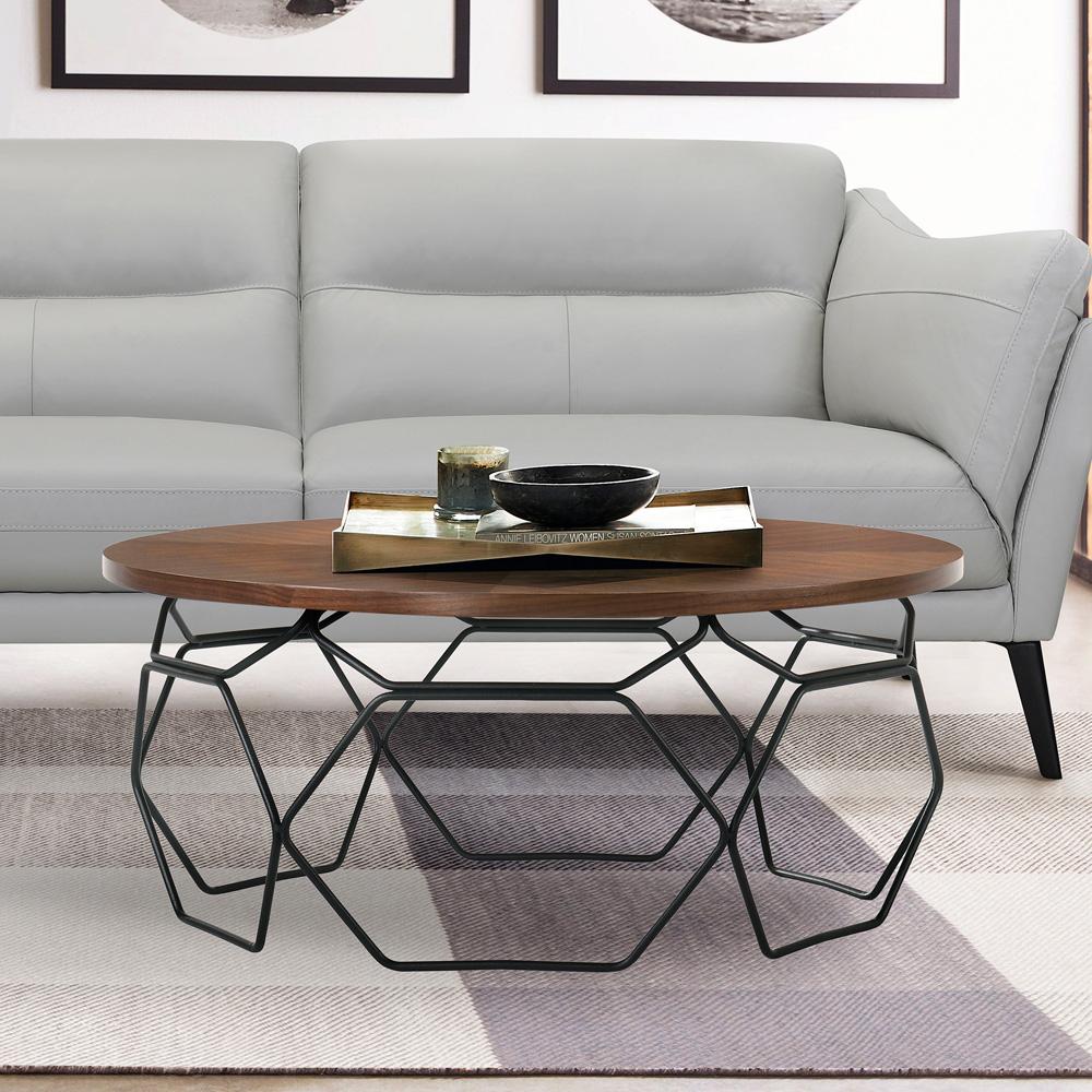Armen Living - Cosmo Walnut Veneer Coffee Table with Black Metal Base - LCCOCOWA veiw 6