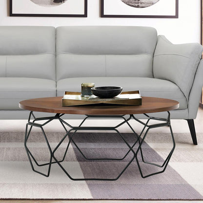 Armen Living - Cosmo Walnut Veneer Coffee Table with Black Metal Base - LCCOCOWA veiw 6