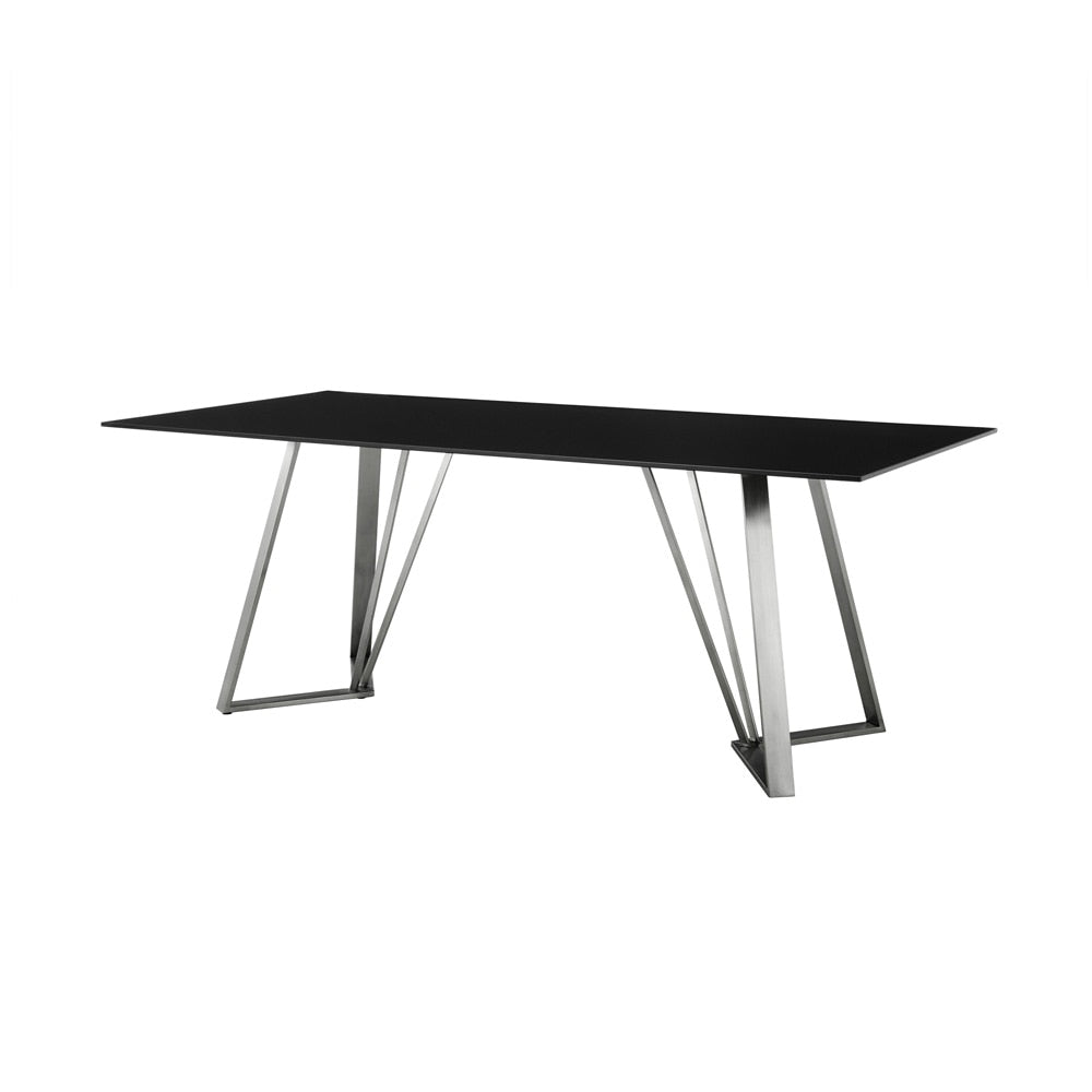 Armen Living Cressida Glass and Stainless Steel Rectangular Dining Room Table