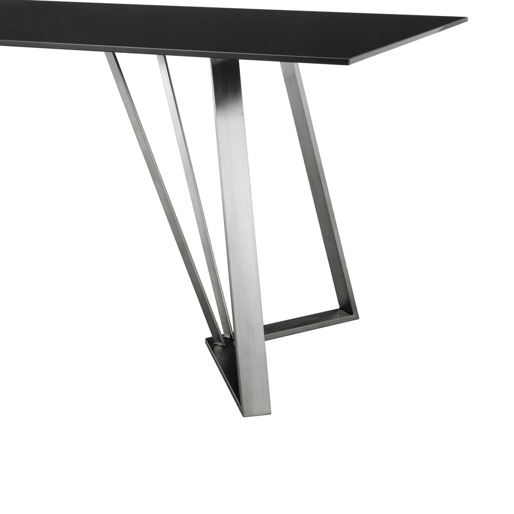Armen Living - Cressida Glass and Stainless Steel Rectangular Dining Room Table - LCCSDIBL veiw 3
