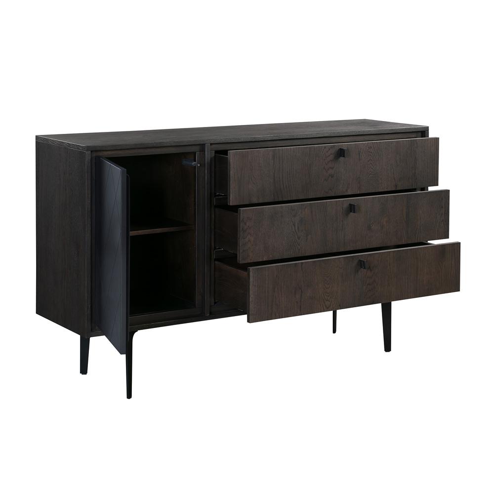 Armen Living - Cross Solid Oak and Metal 3 Drawer Dresser - LCCRDROA veiw 3