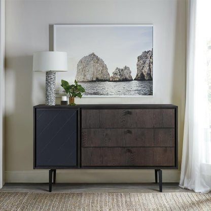Armen Living - Cross Solid Oak and Metal 3 Drawer Dresser - LCCRDROA veiw 7