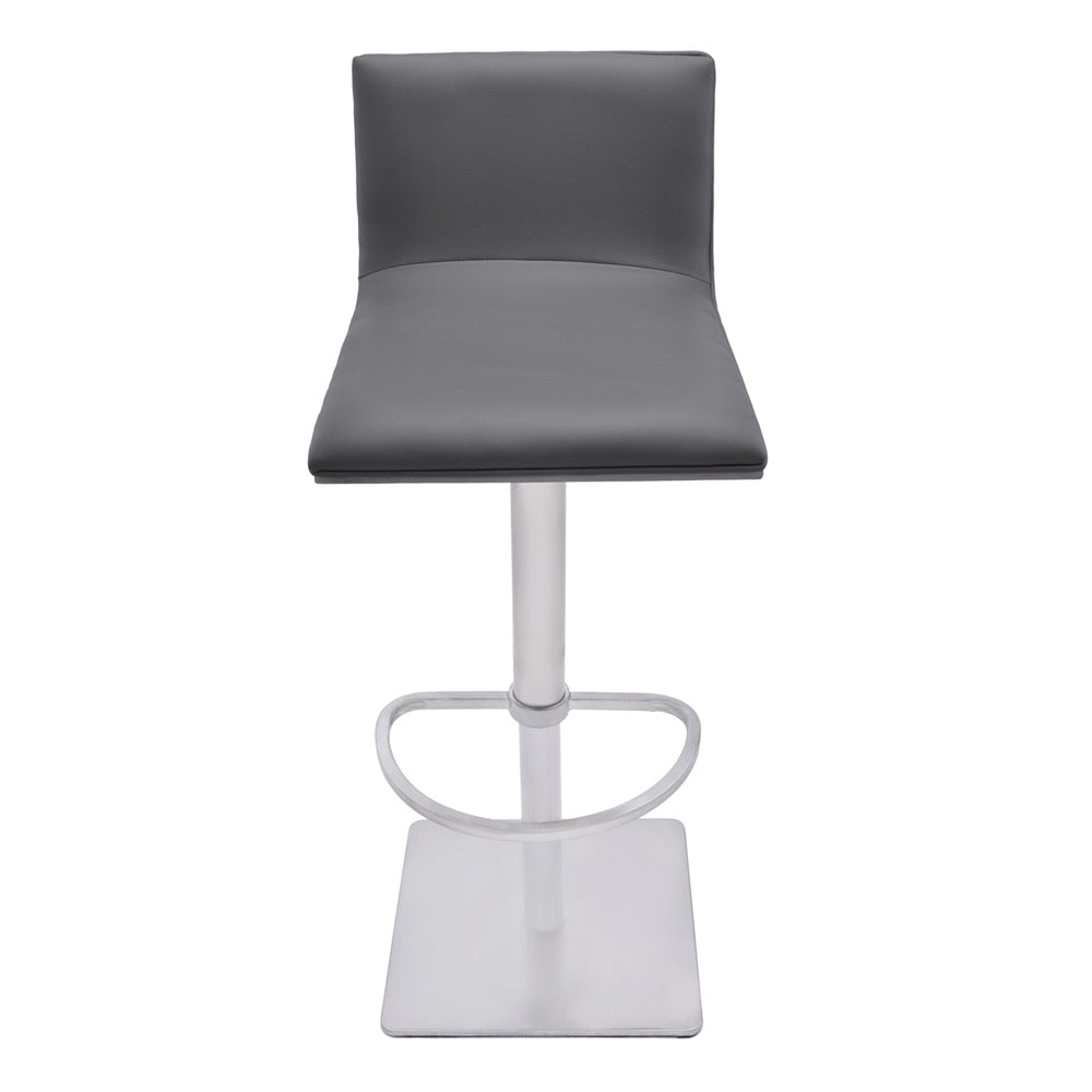 Armen Living - Crystal Adjustable Height Swivel Grey Faux Leather and Grey Walnut Bar Stool with Brushed Stainless Steel Base - LCCRBAGRBS veiw 1