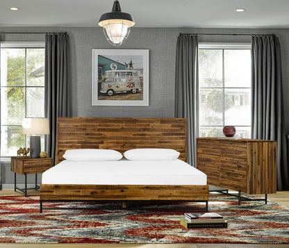 Armen Living - Cusco 3 Piece Acacia Queen Bed and Nightstands Bedroom Set - SETCUBDQN3A - CLOSEOUT veiw 4