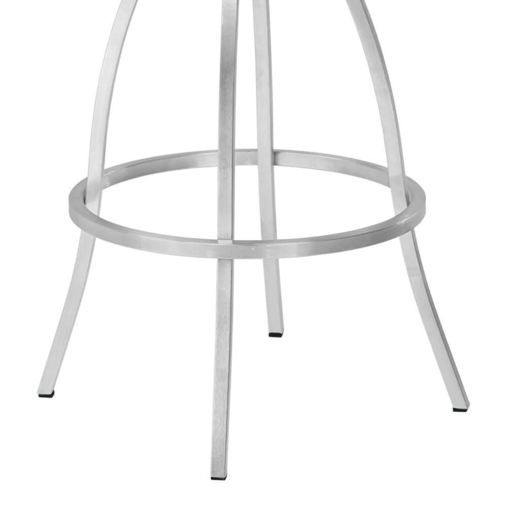 Armen Living - Delhi 26in Counter Height Metal Barstool in Gray Faux Leather with Brushed Stainless Steel Finish and Walnut Veneer Back - LCDEBAGRBS26 - CLOSEOUT veiw 4