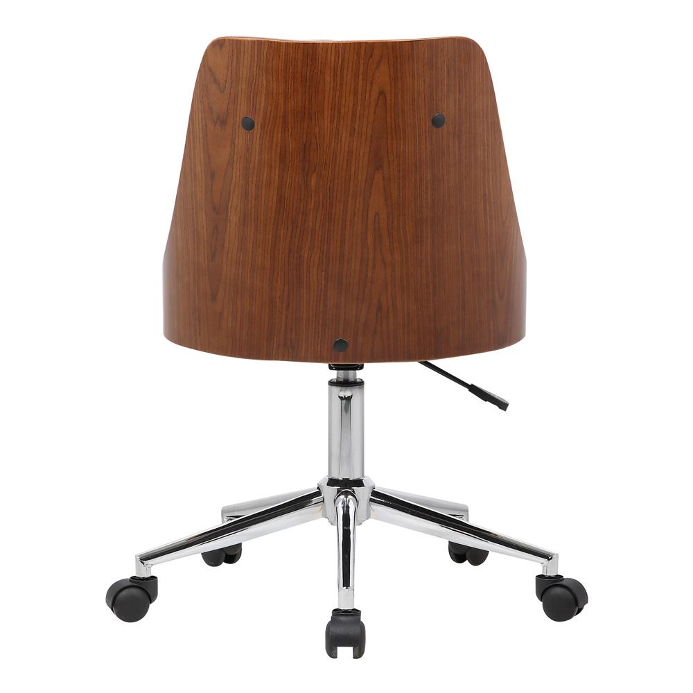 Armen Living - Diamond Mid-Century Office Chair in Chrome finish with Tufted Black Faux Leather and Walnut Veneer Back - LCDIOFCHBLACK veiw 4