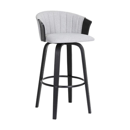 Armen Living  - Diana 30in Swivel Black Wood Bar Stool in Light Grey Fabric - LCDIBABLKLTGR30 veiw 1