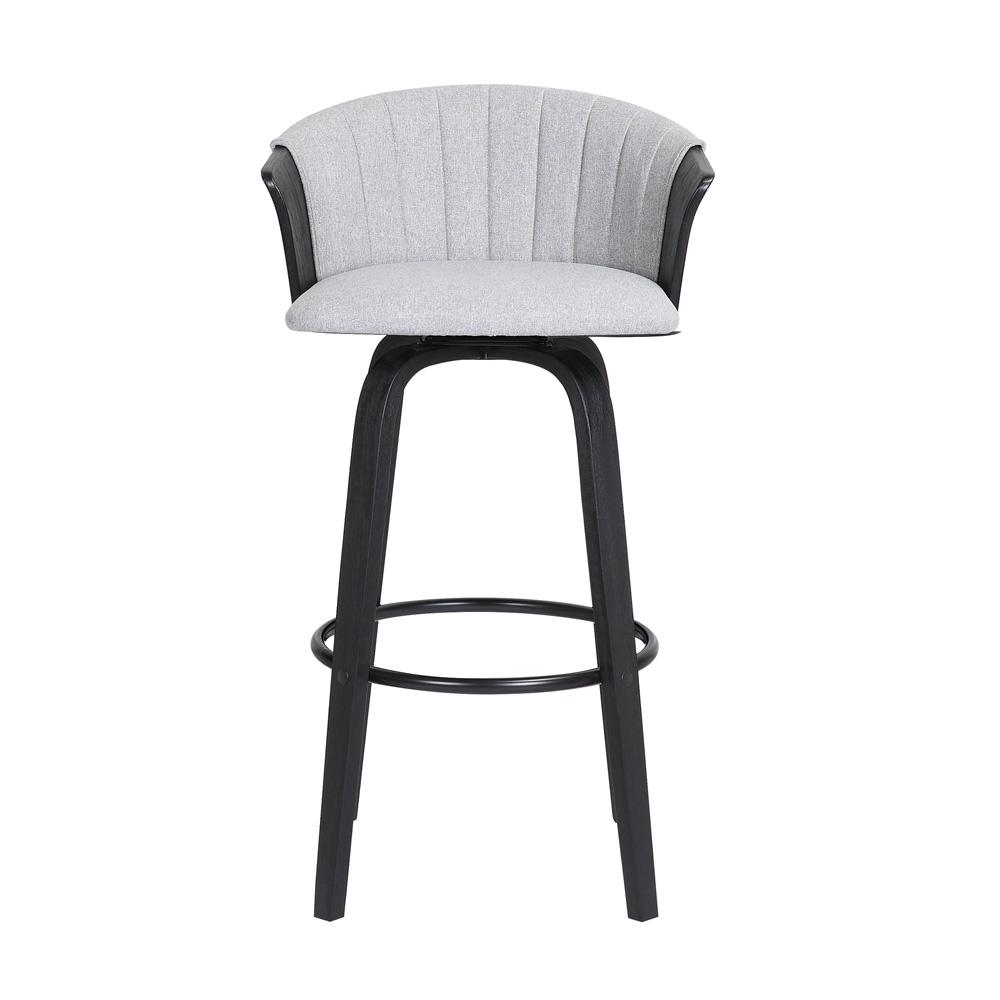 Armen Living  - Diana 30in Swivel Black Wood Bar Stool in Light Grey Fabric - LCDIBABLKLTGR30 veiw 2