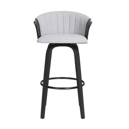 Armen Living  - Diana 30in Swivel Black Wood Bar Stool in Light Grey Fabric - LCDIBABLKLTGR30 veiw 2
