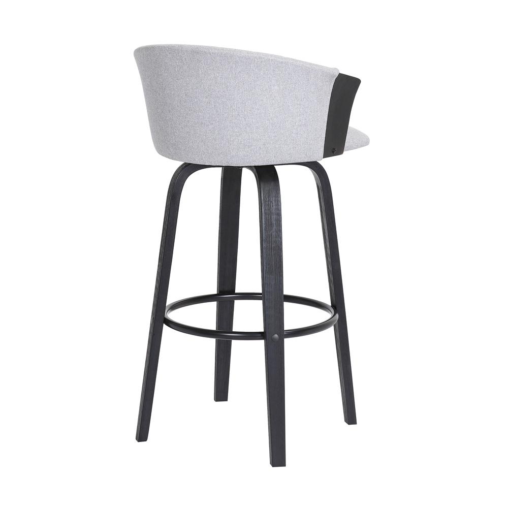 Armen Living  - Diana 30in Swivel Black Wood Bar Stool in Light Grey Fabric - LCDIBABLKLTGR30 veiw 4