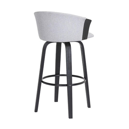 Armen Living  - Diana 30in Swivel Black Wood Bar Stool in Light Grey Fabric - LCDIBABLKLTGR30 veiw 4