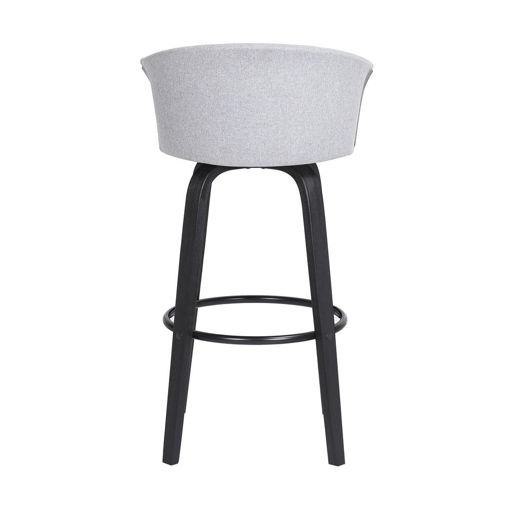 Armen Living  - Diana 30in Swivel Black Wood Bar Stool in Light Grey Fabric - LCDIBABLKLTGR30 veiw 5