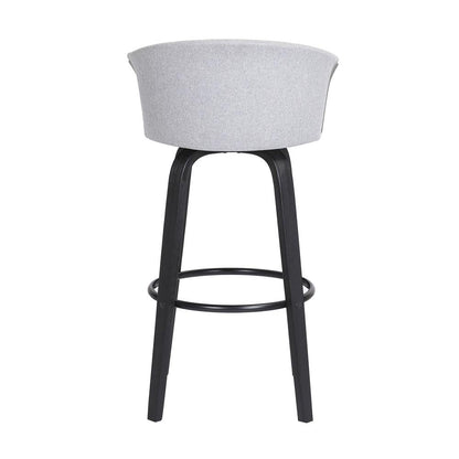 Armen Living  - Diana 30in Swivel Black Wood Bar Stool in Light Grey Fabric - LCDIBABLKLTGR30 veiw 5
