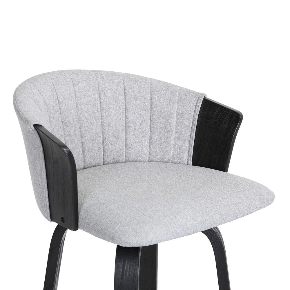 Armen Living  - Diana 30in Swivel Black Wood Bar Stool in Light Grey Fabric - LCDIBABLKLTGR30 veiw 6