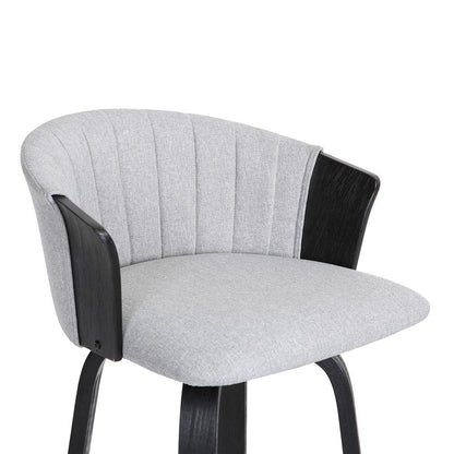 Armen Living  - Diana 30in Swivel Black Wood Bar Stool in Light Grey Fabric - LCDIBABLKLTGR30 veiw 6
