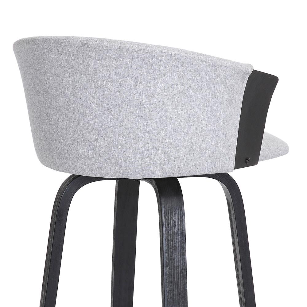 Armen Living  - Diana 30in Swivel Black Wood Bar Stool in Light Grey Fabric - LCDIBABLKLTGR30 veiw 7