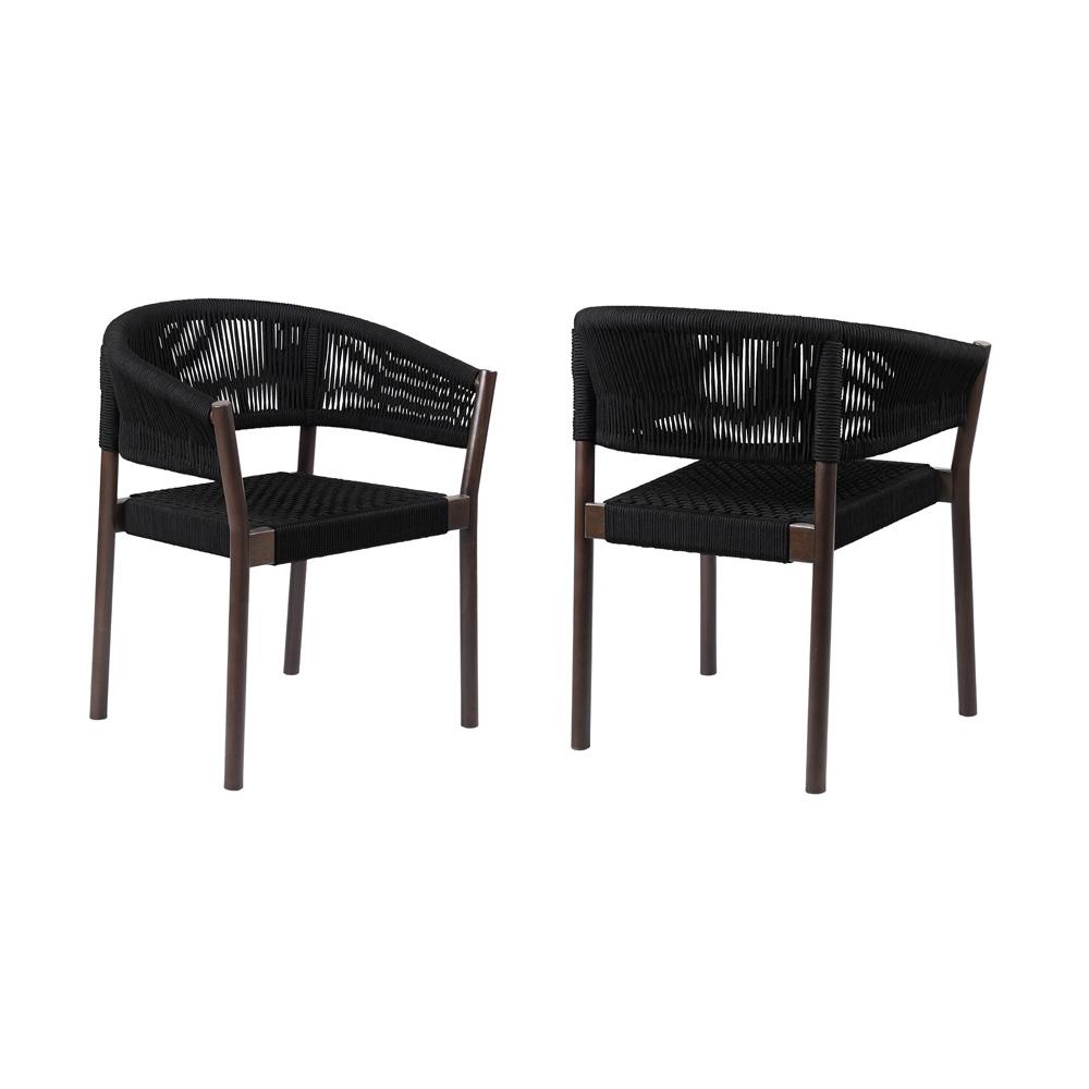 Armen Living - Doris Indoor Outdoor Dining Chair in Dark Eucalyptus Wood with Black Rope (Set of 2) - LCDOSIBLK view 1
