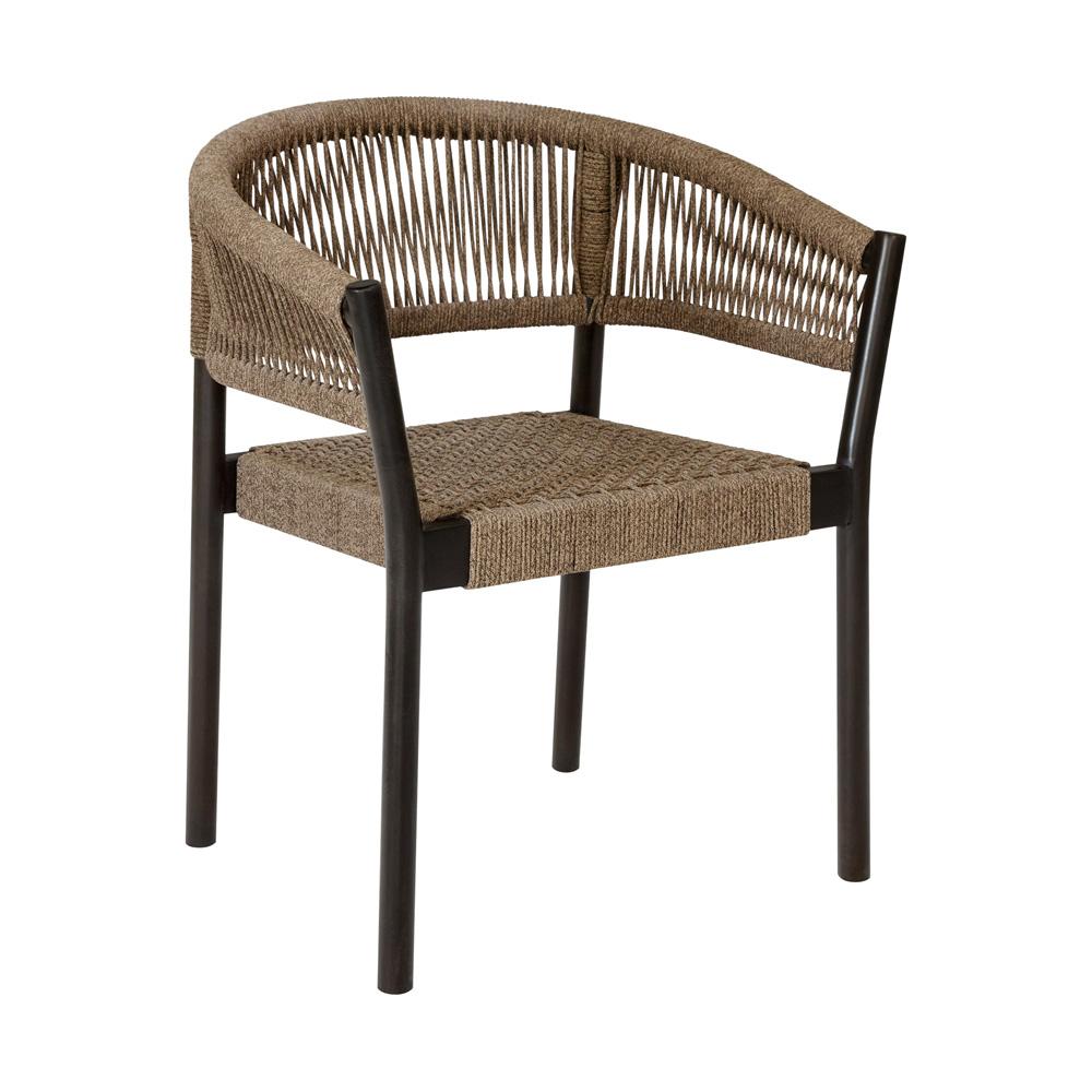 Armen Living - Doris Outdoor Patio Dining Chair in Dark Eucalyptus Wood with Truffle Rope - Set of 2 - LCDOSITRU veiw 2