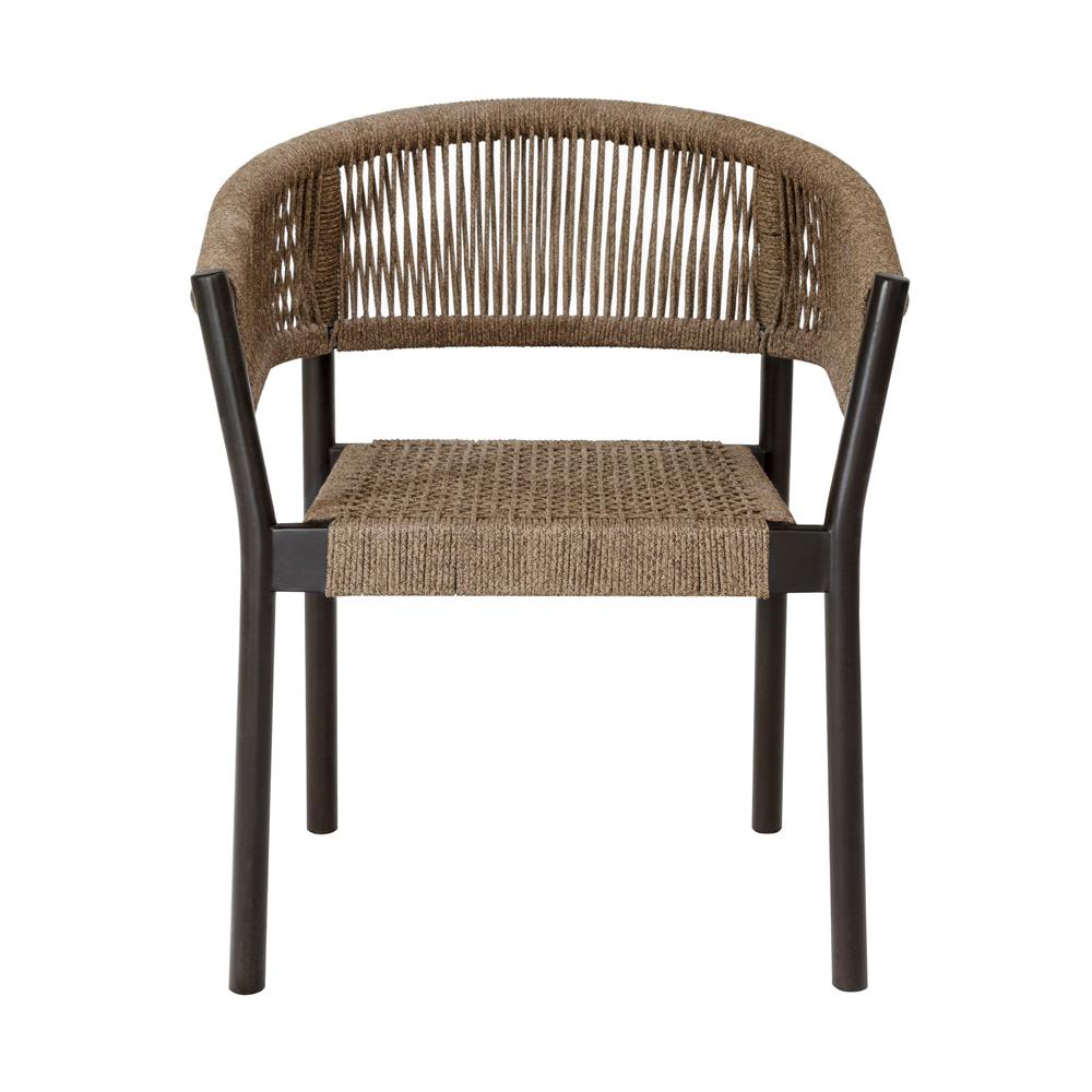 Armen Living - Doris Outdoor Patio Dining Chair in Dark Eucalyptus Wood with Truffle Rope - Set of 2 - LCDOSITRU veiw 3