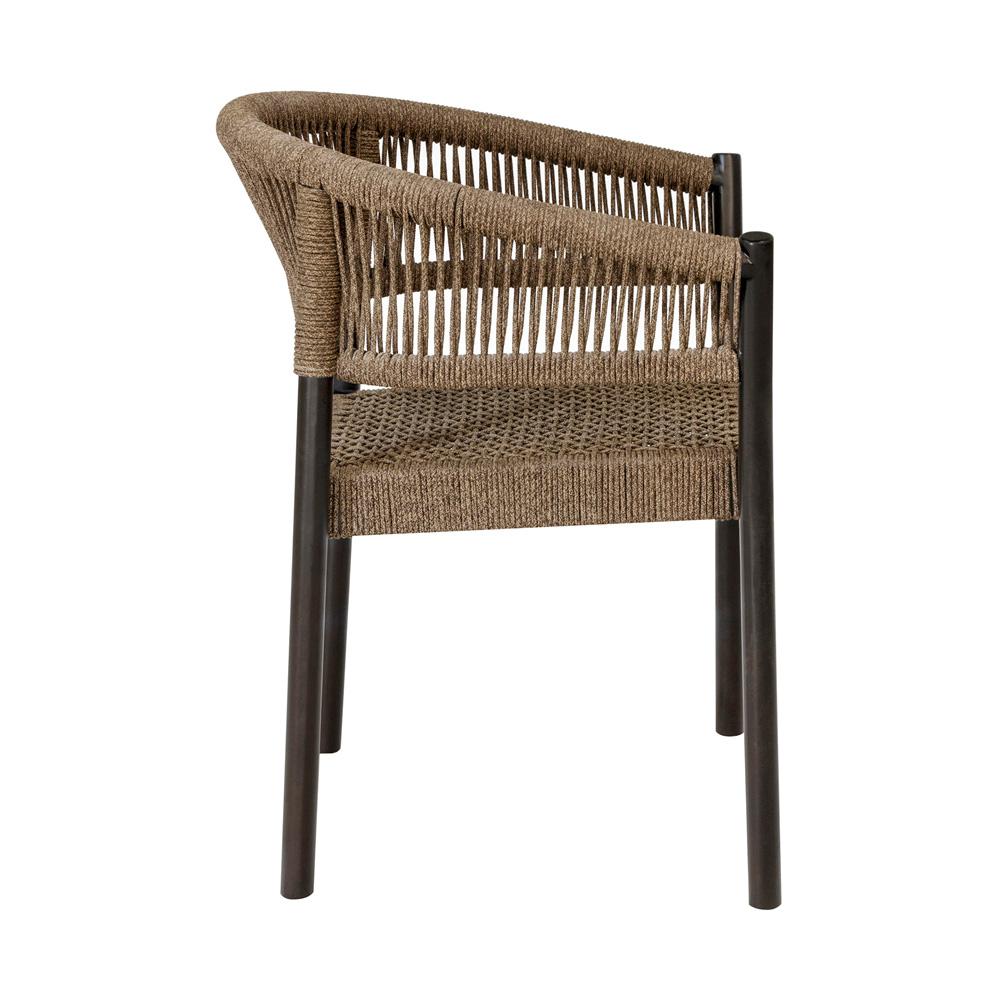 Armen Living - Doris Outdoor Patio Dining Chair in Dark Eucalyptus Wood with Truffle Rope - Set of 2 - LCDOSITRU veiw 4